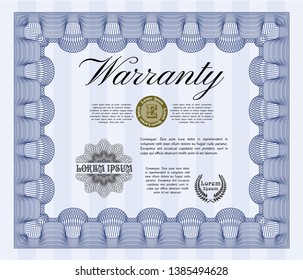 Blue Retro Warranty Certificate template. Nice design. Customizable, Easy to edit and change colors. Printer friendly. 