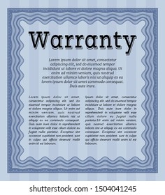 Blue Retro Warranty Certificate template. Customizable, Easy to edit and change colors. With guilloche pattern and background. Elegant design. 