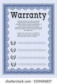 Blue Retro Warranty Certificate template. With linear background. Good design. Vector illustration. 