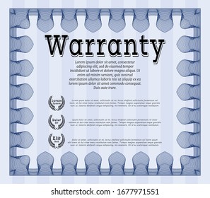 Blue Retro Warranty Certificate template. With guilloche pattern. Sophisticated design. Customizable, Easy to edit and change colors. 