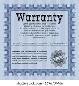 Blue Retro Warranty Certificate template. Vector illustration. With great quality guilloche pattern. Nice design. 