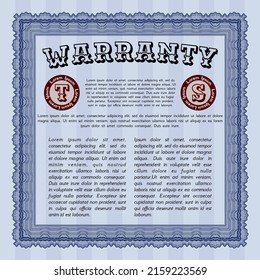 Blue Retro Warranty Certificate template. Good design.  With complex background.  Customizable, Easy to edit and change colors. 