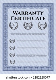 Blue Retro Warranty template. Artistry design. Printer friendly. Customizable, Easy to edit and change colors. 