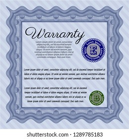 Blue Retro Warranty template. With background. Retro design. Customizable, Easy to edit and change colors. 