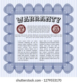 Blue Retro Warranty template. Beauty design. Vector illustration. With complex background. 