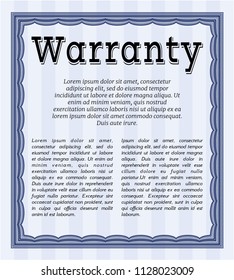 Blue Retro Warranty template. With complex background. Modern design. Detailed. 
