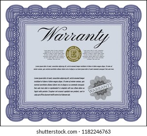 Blue Retro Warranty template. With complex linear background. Customizable, Easy to edit and change colors. Modern design. 