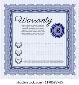 Blue Retro Warranty template. With complex linear background. Superior design. Customizable, Easy to edit and change colors. 