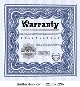 Blue Retro Warranty template. With complex background. Money design. Detailed. 