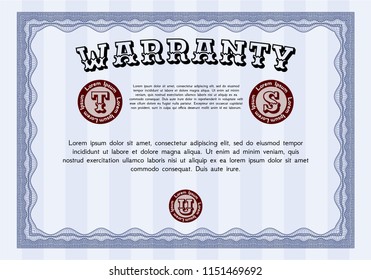 Blue Retro Warranty template. Customizable, Easy to edit and change colors. With complex background. Excellent design. 