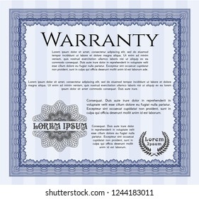 Blue Retro Warranty template. Customizable, Easy to edit and change colors. Complex background. Retro design. 