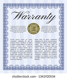 Blue Retro Warranty template. Customizable, Easy to edit and change colors. With complex linear background. Excellent design. 