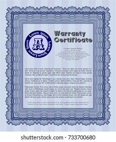 Blue Retro Warranty template. Detailed. Complex background. Money design. 