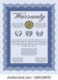 Blue Retro Warranty template. Easy to print. Cordial design. Customizable, Easy to edit and change colors. 