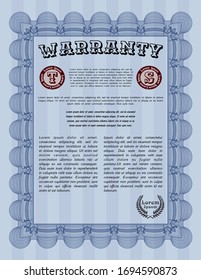 Blue Retro Warranty template. Elegant design. Easy to print. Customizable, Easy to edit and change colors. 