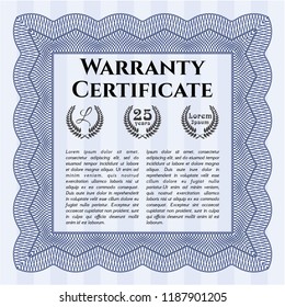 Blue Retro Warranty template. With great quality guilloche pattern. Excellent design. Customizable, Easy to edit and change colors. 