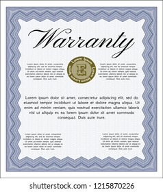 Blue Retro Warranty template. With great quality guilloche pattern. Money Pattern design. Customizable, Easy to edit and change colors. 
