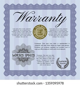 Blue Retro Warranty template. With great quality guilloche pattern. Detailed. Excellent design. 