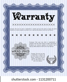 Blue Retro Warranty template. With guilloche pattern. Lovely design. Customizable, Easy to edit and change colors. 