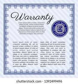 Blue Retro Warranty template. With linear background. Customizable, Easy to edit and change colors. Superior design. 