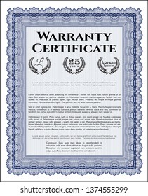 Blue Retro Warranty template. Lovely design. With linear background. Customizable, Easy to edit and change colors. 