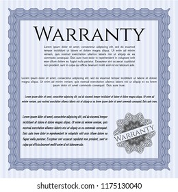 Blue Retro Warranty template. Printer friendly. Vector illustration. Modern design. 