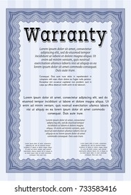 Blue Retro Warranty template. Printer friendly. Detailed. Money Pattern design. 