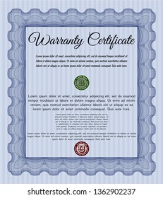 Blue Retro Warranty template. With quality background. Good design. Vector illustration. 