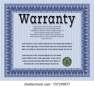 Blue Retro Warranty template. With quality background. Lovely design. Vector illustration. 