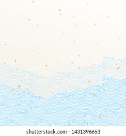 Blue Retro Wave Pattern Japanese Style Background