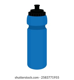 Blue reusable sport water bottle set isolated on white background. Plastic fitness bottle vector