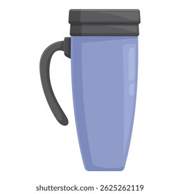 Blue reusable thermo mug is keeping your coffee or tea hot
