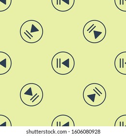 Blue Rewind icon isolated seamless pattern on yellow background.  Vector Illustration