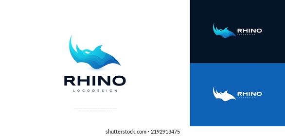 Blue Rhino Logo Design Rhino Head Stock Vector (Royalty Free