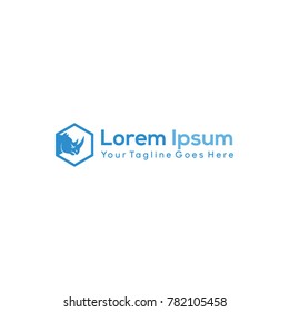 blue rhino shape logo vector illustration