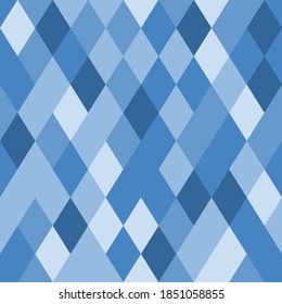 Blue rhombic mosaic background. Seamless geometric pattern. Blue rhombuses. Crystal texture. Vector illustration EPS10