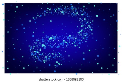 Blue Rhombus Abstract Blue Vector Background. Carnaval Square Design. Celebrate Particle Banner. Turquoise Effect Texture.