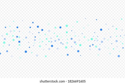 Blue Rhombus Carnaval Vector Transparent Background. Top Particle Pattern. Effect Confetti Invitation. Turquoise Invitation Postcard.