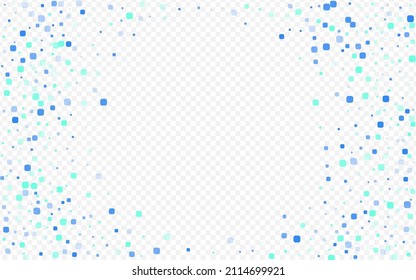 Blue Rhombus Carnaval Vector Transparent Background. Decoration Confetti Postcard. Effect Cell Wallpaper. Turquoise Flying Invitation.