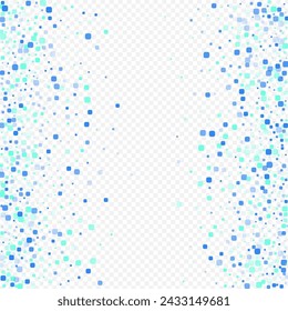 Blue Rhombus Carnaval Vector Transparent Background. Abstract Confetti Design. Celebrate Square Banner. Turquoise Falling Pattern.