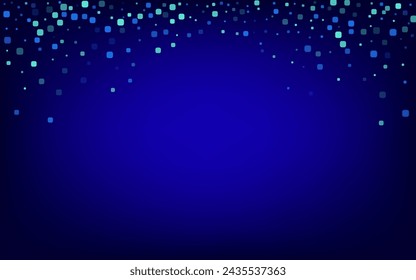Blue Rhombus Celebrate Blue Vector Background. Falling Particle Invitation. Abstract Square Design. Turquoise Decoration Banner.