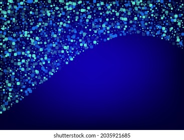 Blue Rhombus Decoration Blue Vector Background. Flying Confetti Texture. Effect Cell Illustration. Turquoise Celebrate Invitation.