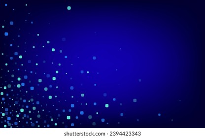 Blue Rhombus Decoration Blue Vector Background. Top Particle Card. Falling Square Invitation. Turquoise Independence Design.