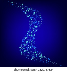 Blue Rhombus Falling Blue Vector Background. Abstract Cell Design. Carnaval Particle Card. Turquoise Decoration Backdrop.