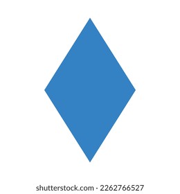 Blue rhombus shape for kids. 2d shape symbol of rhombus. Vector illustration isolated on white background.