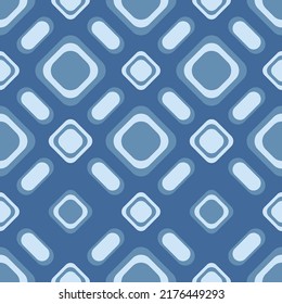Blue rhombus shapes. Vector seamless stylish and primitive pattern.