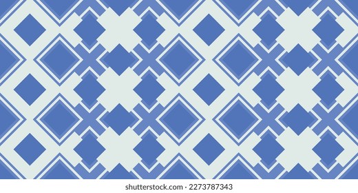 Baldosas de rhombus azules. Tapa primitiva sin fisuras vectorial. Impresión para el interior y el diseño, almohadas, cuadernos, textiles, papel pintado, embalaje.