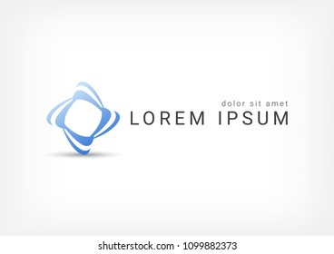 blue rhombus vector logo design template, unity icon, weave negative space, community symbol, vector illustration