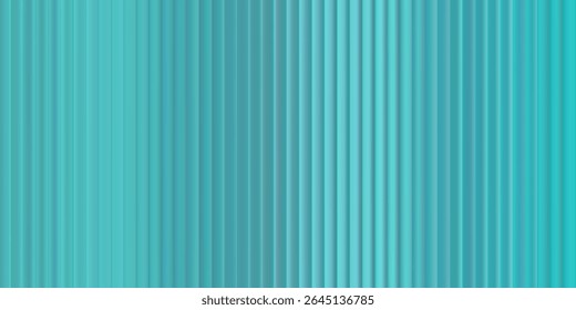 Blue ribbed acrylic background with glass gradient effect and abstract metal pattern. Light and transparent wave window add iridescent texture to premium surface vector.