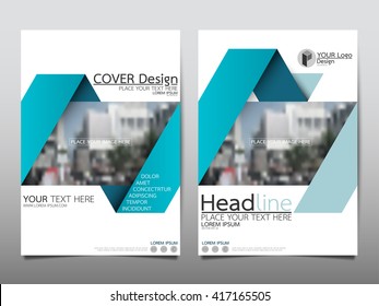 Blue ribbon annual report brochure flyer design template vector, Leaflet cover presentation abstract geometric background, layout in A4 size